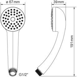 AquaSu Basic Handbrause 600 Mit Regenstrahl 6,7 Cm X 19,1 Cm X 3,9 Cm Chrom -Bad Verkauf 119656 3711 VM 04