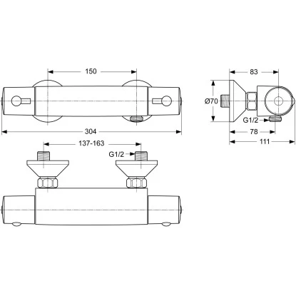 Ideal Standard Thermostat-Armatur Ceratherm 50 Verchromt 2 Ideal Standard Thermostat-Armatur Ceratherm 50 Verchromt – Bild 2