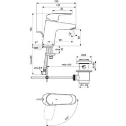 Ideal Standard Waschtischarmatur Ceraflex BlueStart Chrom -Bad Verkauf 188378 3049 8