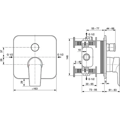 Ideal Standard Badearmatur Edge Unterputz Chrom 3 Ideal Standard Badearmatur Edge Unterputz Chrom – Bild 3