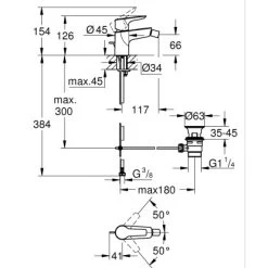 Grohe QuickFix Einhand-Waschtischbatterie Start Alira M-Size Chrom -Bad Verkauf 4005176768774 4520 VM 01