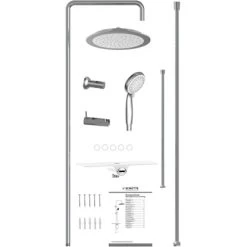 Schütte Überkopf-Brauseset Aquastar Umsteller Mittig Chrom-Weiß -Bad Verkauf 4008431605005 2759 4