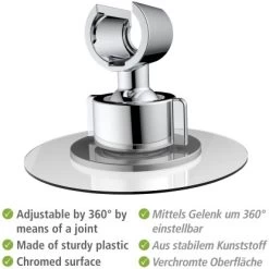 Wenko Duschkopfhalter 360° Befestigen Ohne Bohren Ø 8 X 7,5 Cm Chrom -Bad Verkauf 4008838388181 1068 AI 01