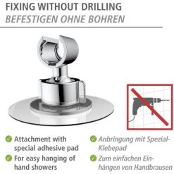 Wenko Duschkopfhalter 360° Befestigen Ohne Bohren Ø 8 X 7,5 Cm Chrom -Bad Verkauf 4008838388181 1068 AI 02