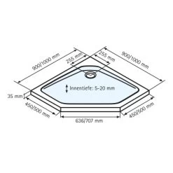 Schulte Duschwanne Fünfeck Extra-flach Alpinweiß Inkl. Füße & Ablauf 100x100 Cm -Bad Verkauf 4060991010781 2053 3