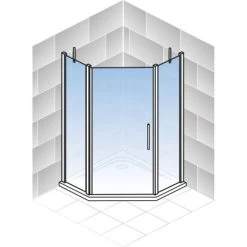 Schulte Fünfeckdusche Mit Drehtür Alexa Style 2.0 Chromoptik BxHxT 90x90x192 Cm -Bad Verkauf 4060991019579 2053 04