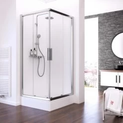 Schulte ExpressPlus Set Eckeinstieg Kristall/Trend Mit Duschwanne 185x80cm