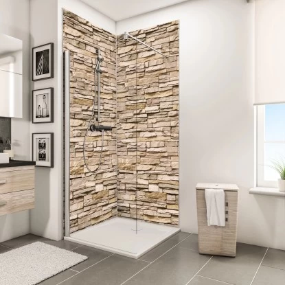Schulte ExpressPlus Duschrückwand Dekor Stein Verblender- Hell 255 X 150 Cm 3 Schulte ExpressPlus Duschrückwand Dekor Stein Verblender- Hell 255 X 150 Cm – Bild 3