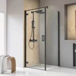 Schulte Drehtür Toura L + Seitenwand Pendelbar Schwarz 200 X 90 X 90 Cm Klar Hel