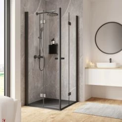 Schulte ExpressPlus Drehfalttür Eckeinstieg Garant 2.0 Mattschwarz 200 X 80 Cm