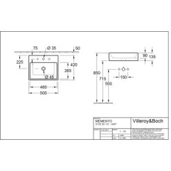 Villeroy & Boch Boch Aufsatzwaschbecken Memento 50 Cm Alpinweiß Mit Hahnloch Mit ÜL -Bad Verkauf 4123 vbtz 513550 513551 5 1