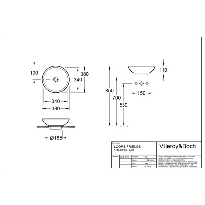 Villeroy & Boch Loop & Friends Aufsatzwaschbecken 38 Cm Alpinweiß Mit Überlauf 2 Villeroy & Boch Loop & Friends Aufsatzwaschbecken 38 Cm Alpinweiß Mit Überlauf – Bild 2
