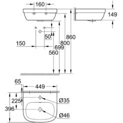 Grohe Handwaschbecken Euro Keramik PureGuard Alpinweiß 45 Cm -Bad Verkauf 428750 1709 428750 ma