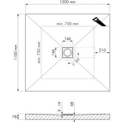 ESS Easy Drain Duschboard Aqua Brillant 120 X 110 Cm Komplettset -Bad Verkauf 4855755 1709 tz