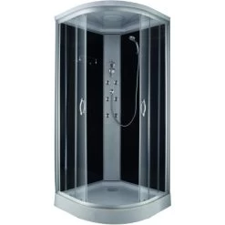 Komplettdusche Mit Schiebetür Schwarz 215 Cm X 90 Cm X 90 Cm