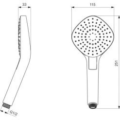 Ideal Standard 3-Funktionshandbrause Idealrain Evo Diamond 115 Cm Chrom -Bad Verkauf 606153 4650 3