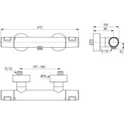 Ideal Standard Brausethermostat Ceratherm T25 Aufputz Silk Black 11 Ideal Standard Brausethermostat Ceratherm T25 Aufputz Silk Black -Bad Verkauf 611776 3049 6