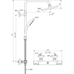 Ideal Standard Duschsystem Mit Brausethermostat Ceratherm T25 Chrom -Bad Verkauf 611779 3049 4