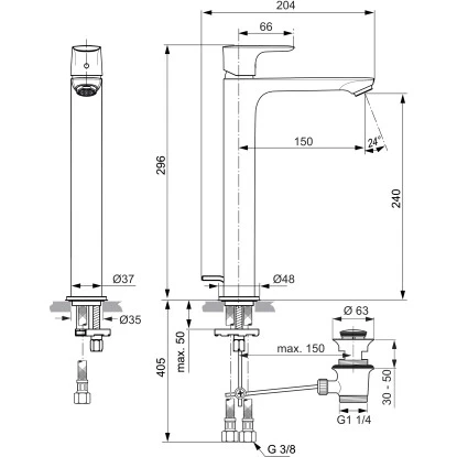 Ideal Standard Waschtischarmatur Connect Air Mit Verlängertem Sockel Chrom 12 Ideal Standard Waschtischarmatur Connect Air Mit Verlängertem Sockel Chrom – Bild 12