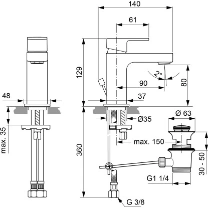 Ideal Standard Waschtischarmatur Edge Slim Piccolo Chrom 5 Ideal Standard Waschtischarmatur Edge Slim Piccolo Chrom – Bild 5