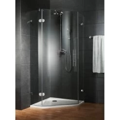 Schulte Fünfeckdusche Davita 4-teilig Echtglas Chrom -Bad Verkauf 883064 4081 1