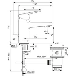 Ideal Standard Waschtischarmatur Ceraplan Chrom H75 15 Ideal Standard Waschtischarmatur Ceraplan Chrom H75 -Bad Verkauf 887595 3049 8