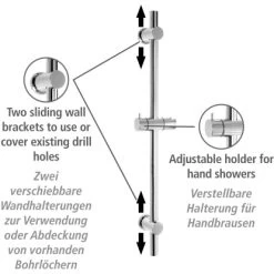 Wenko Power-Loc Duschstange Chrom Befestigen Ohne Bohren -Bad Verkauf 903304 1068 03