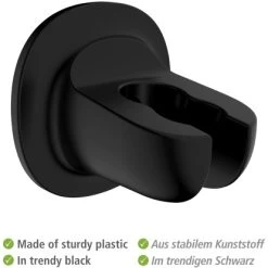 Wenko Duschkopfhalter Libertà Schwarz Befestigen Ohne Bohren -Bad Verkauf 903762 1068 03