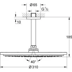 Grohe Kopfbrause-Set Mit Deckenauslass Rainshower Cosmopolitan 310 Cool Sunrise -Bad Verkauf 964661 4520 1687642