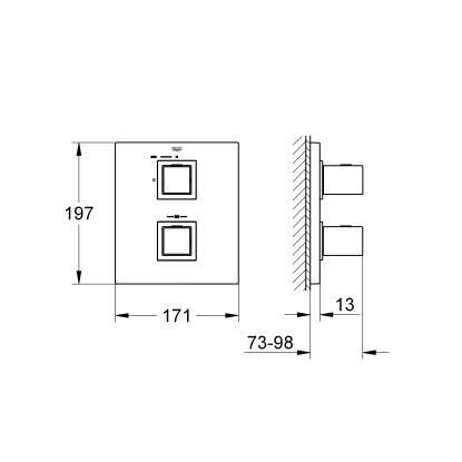 Grohe Thermostat Brausearmatur Grohtherm Cube Chrom 2 Grohe Thermostat Brausearmatur Grohtherm Cube Chrom – Bild 2