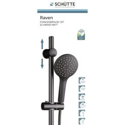 Schütte Stangenbrause-Set Raven 70 Cm Schwarz Matt 10 Schütte Stangenbrause-Set Raven 70 Cm Schwarz Matt -Bad Verkauf etravenstangeschwarzmatt 4