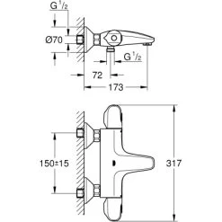 Grohe Wannen-Thermostat Grohtherm 1000 -Bad Verkauf nnenthermostat mazeichnung 1